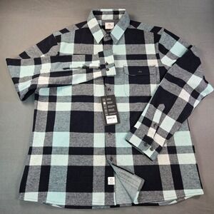 7Diamonds Generation Soft Flannel Shirt Mint Navy Blue Plaid GSMK-7396 Men L NWT